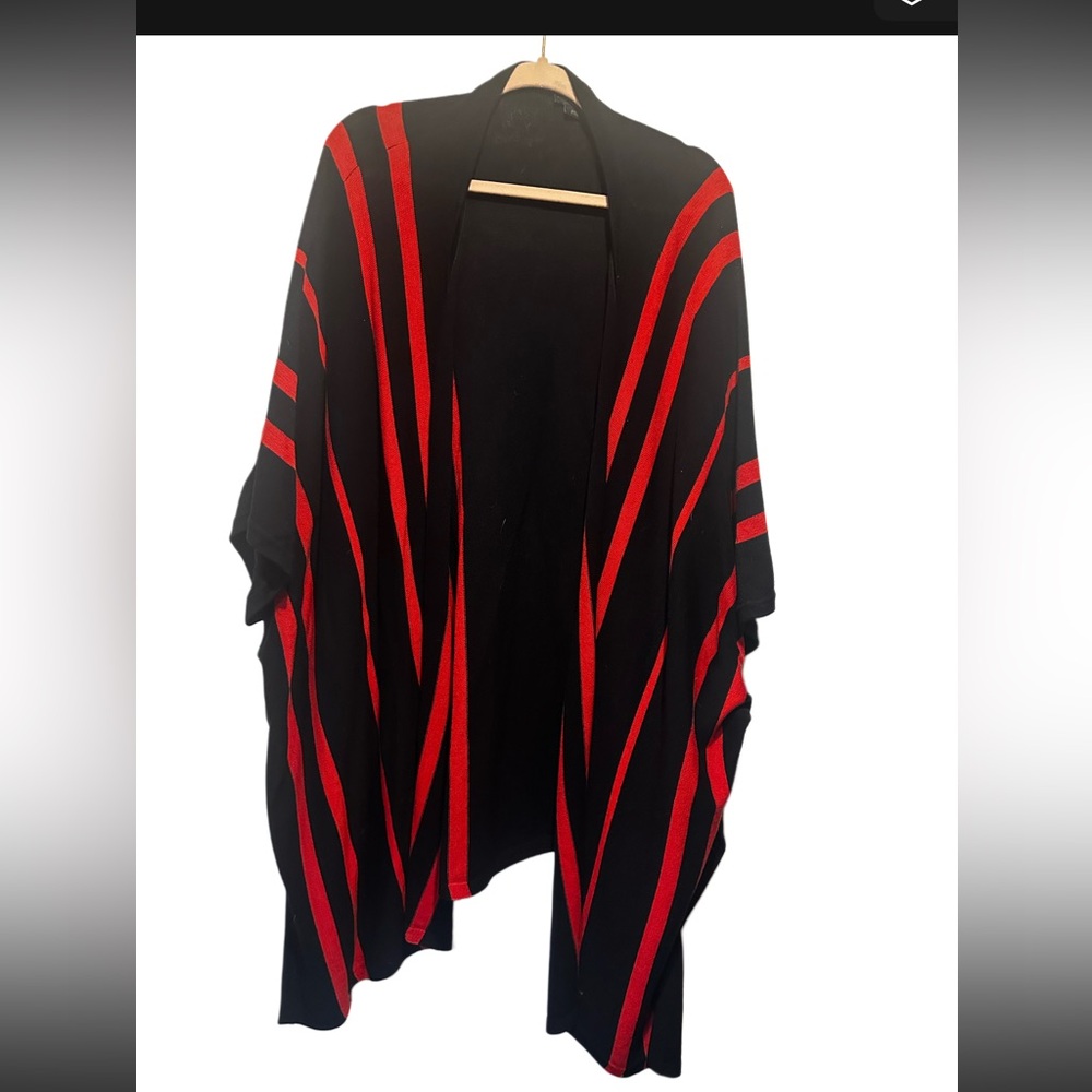 Pendelton open cardigan/poncho cotton red and black L/xl